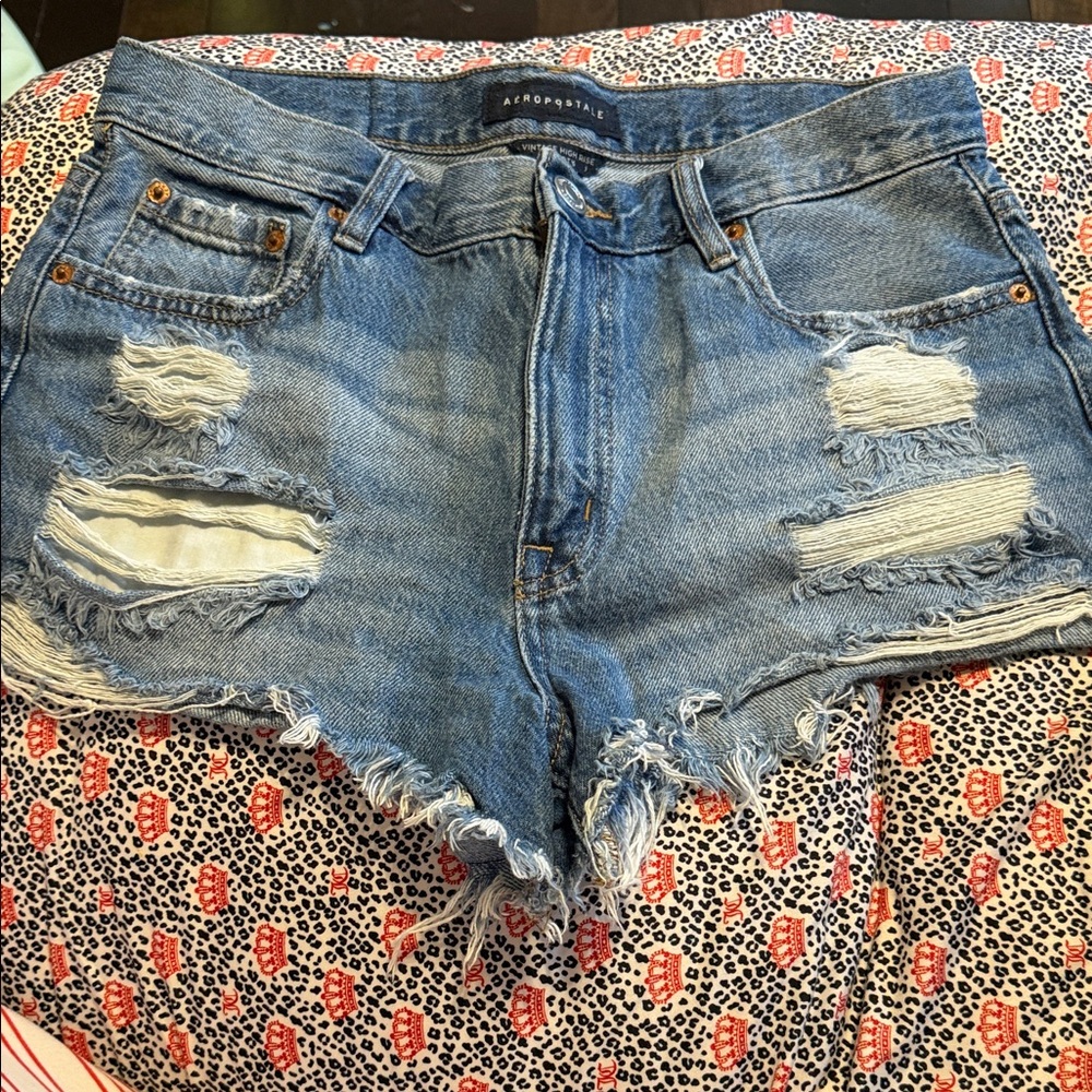 Aeropostale Women's Ripped Blue Jean Shorts
